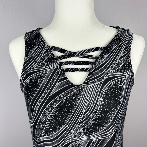 2 Dye 4 Sleeveless Black and White Maxi Dress Size Medium - Picture 3 of 13